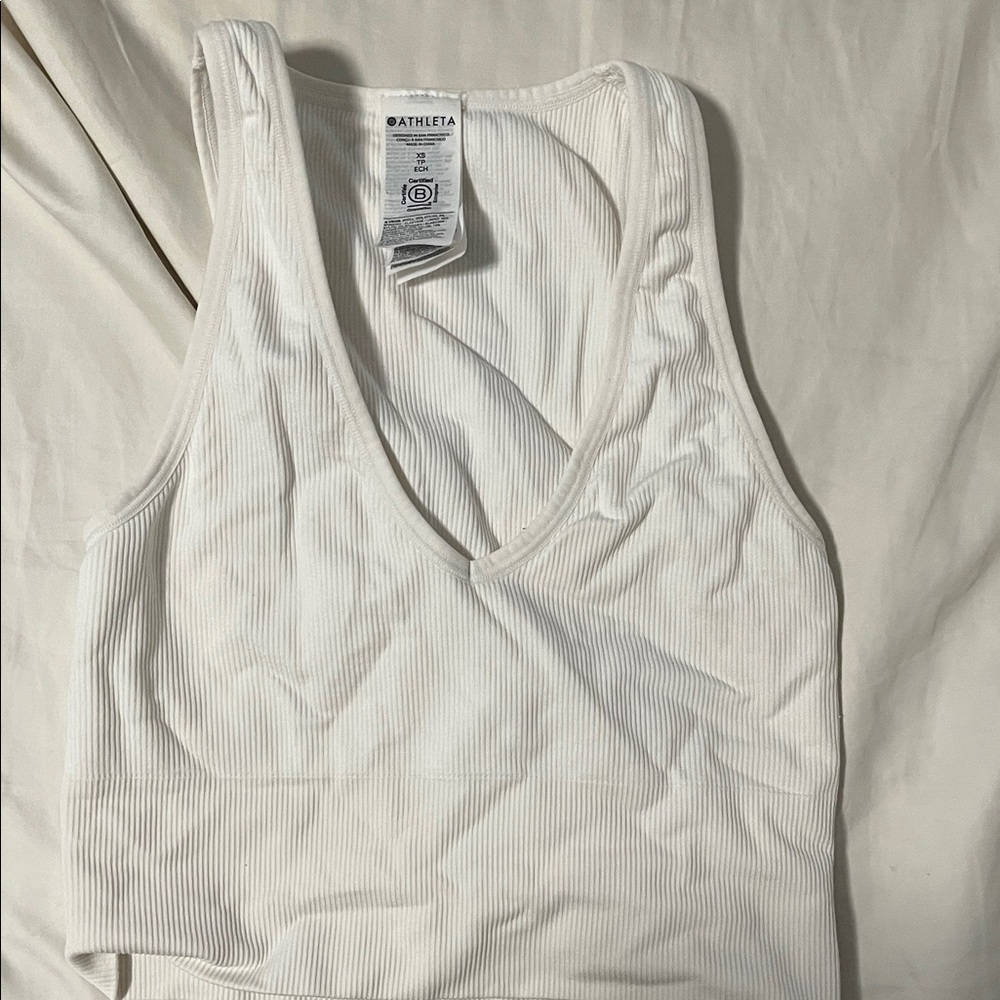 Athleta Women's White Ribbed Sports Bra